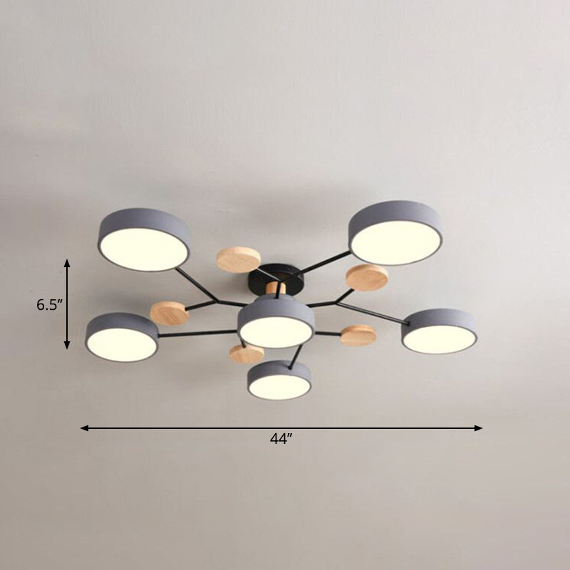 Tree Branch-Like Metal Flush Light Nordic LED Close to Ceiling Light for Bedroom 6 Grey Third Gear Clearhalo 'Ceiling Lights' 'Close To Ceiling Lights' 'Close to ceiling' 'Semi-flushmount' Lighting' 2294264