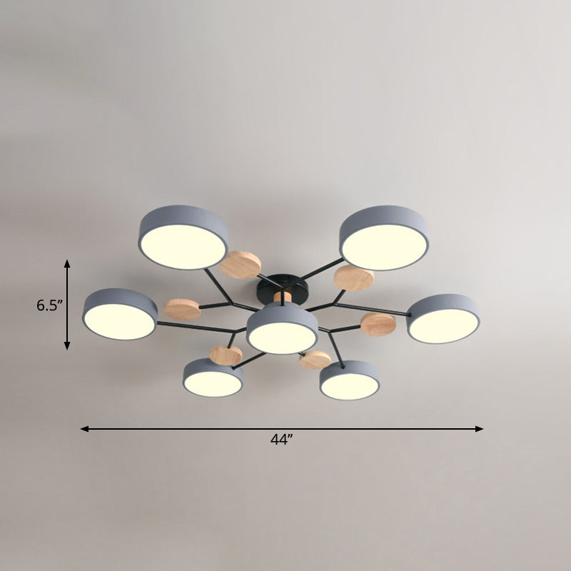 Tree Branch-Like Metal Flush Light Nordic LED Close to Ceiling Light for Bedroom 7 Grey Third Gear Clearhalo 'Ceiling Lights' 'Close To Ceiling Lights' 'Close to ceiling' 'Semi-flushmount' Lighting' 2294266