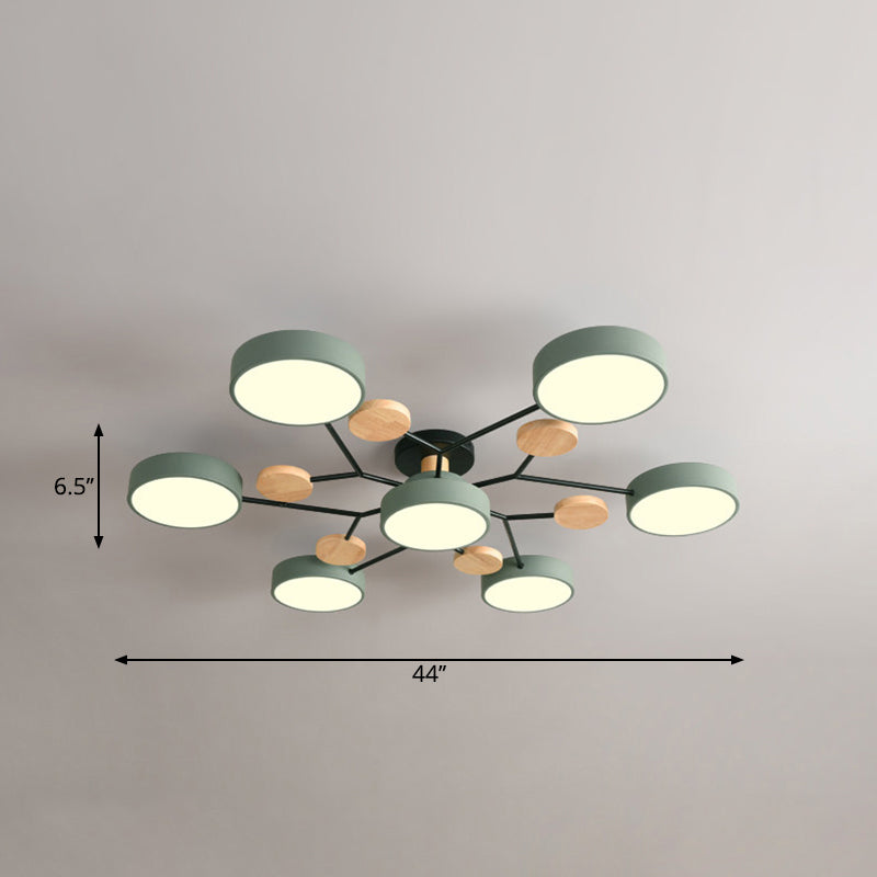 Tree Branch-Like Metal Flush Light Nordic LED Close to Ceiling Light for Bedroom 7 Green Third Gear Clearhalo 'Ceiling Lights' 'Close To Ceiling Lights' 'Close to ceiling' 'Semi-flushmount' Lighting' 2294280