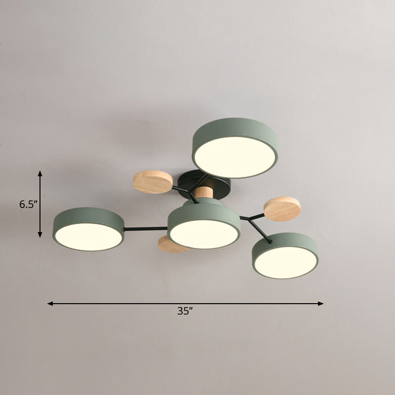 Tree Branch-Like Metal Flush Light Nordic LED Close to Ceiling Light for Bedroom 4 Green Third Gear Clearhalo 'Ceiling Lights' 'Close To Ceiling Lights' 'Close to ceiling' 'Semi-flushmount' Lighting' 2294282