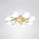 Wood Branch Ceiling Flush Light Minimalistic LED Semi Flush Mount Lamp with Round Acrylic Shade 8 White White Clearhalo 'Ceiling Lights' 'Close To Ceiling Lights' 'Close to ceiling' 'Semi-flushmount' Lighting' 2294304