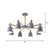 8 Bulbs Living Room Chandelier Macaron Wood Pendant Light with Tapered Metal Shade Grey Clearhalo 'Ceiling Lights' 'Chandeliers' Lighting' options 2294313_49350977-5289-42ae-877f-51b6338ea096
