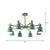 8 Bulbs Living Room Chandelier Macaron Wood Pendant Light with Tapered Metal Shade Green Clearhalo 'Ceiling Lights' 'Chandeliers' Lighting' options 2294319_b1425b70-9190-44a9-9a63-a906037a4f7b