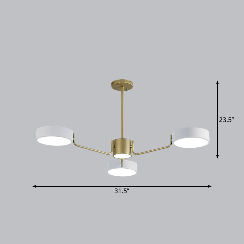 Minimalistic Round Chandelier Light Fixture Acrylic Living Room LED Hanging Lamp 3 White Third Gear Clearhalo 'Ceiling Lights' 'Chandeliers' Lighting' options 2294367_fa155aca-5867-4a71-9e44-a3e1fd38b2e2