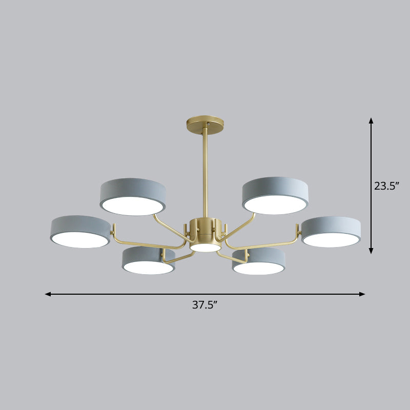 Minimalistic Round Chandelier Light Fixture Acrylic Living Room LED Hanging Lamp 6 Grey Third Gear Clearhalo 'Ceiling Lights' 'Chandeliers' Lighting' options 2294373_f1e74bca-5400-4b99-ad34-06ea9dce2594