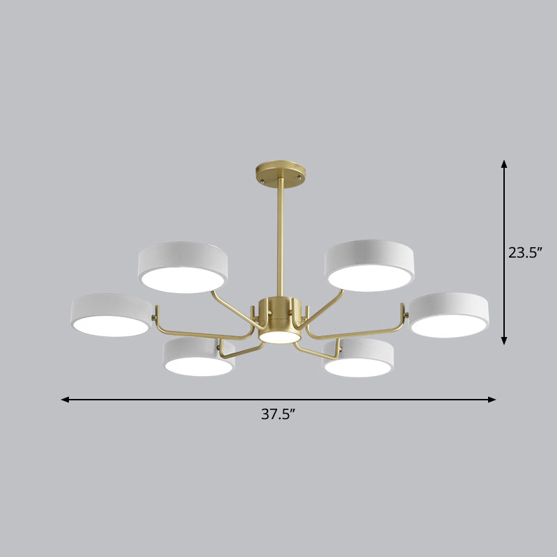 Minimalistic Round Chandelier Light Fixture Acrylic Living Room LED Hanging Lamp 6 White Third Gear Clearhalo 'Ceiling Lights' 'Chandeliers' Lighting' options 2294375_aa30ed50-e5d6-4d1c-881d-fa5d97039dcb