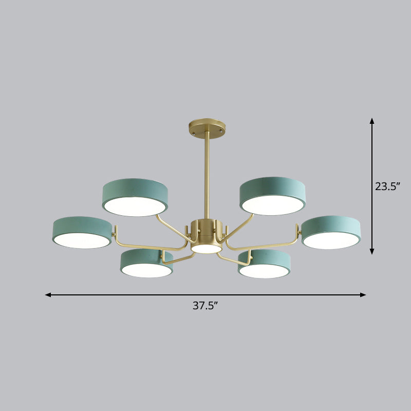 Minimalistic Round Chandelier Light Fixture Acrylic Living Room LED Hanging Lamp 6 Green Third Gear Clearhalo 'Ceiling Lights' 'Chandeliers' Lighting' options 2294377_dcff8732-225f-4a13-81ee-58c0382333b5