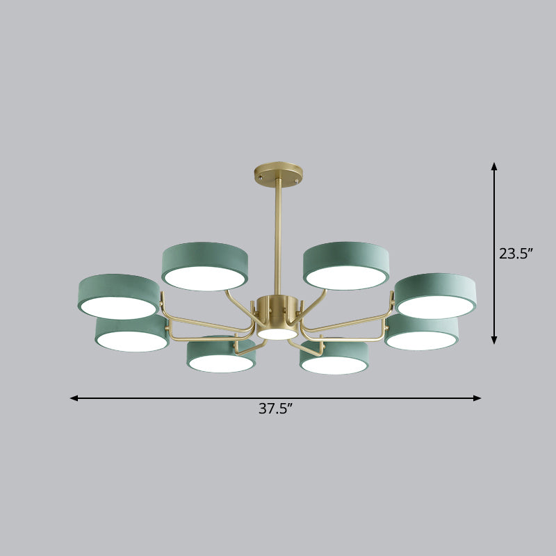 Minimalistic Round Chandelier Light Fixture Acrylic Living Room LED Hanging Lamp 8 Green Third Gear Clearhalo 'Ceiling Lights' 'Chandeliers' Lighting' options 2294383_280c3262-8a21-4c51-a8b9-9120b806cd27