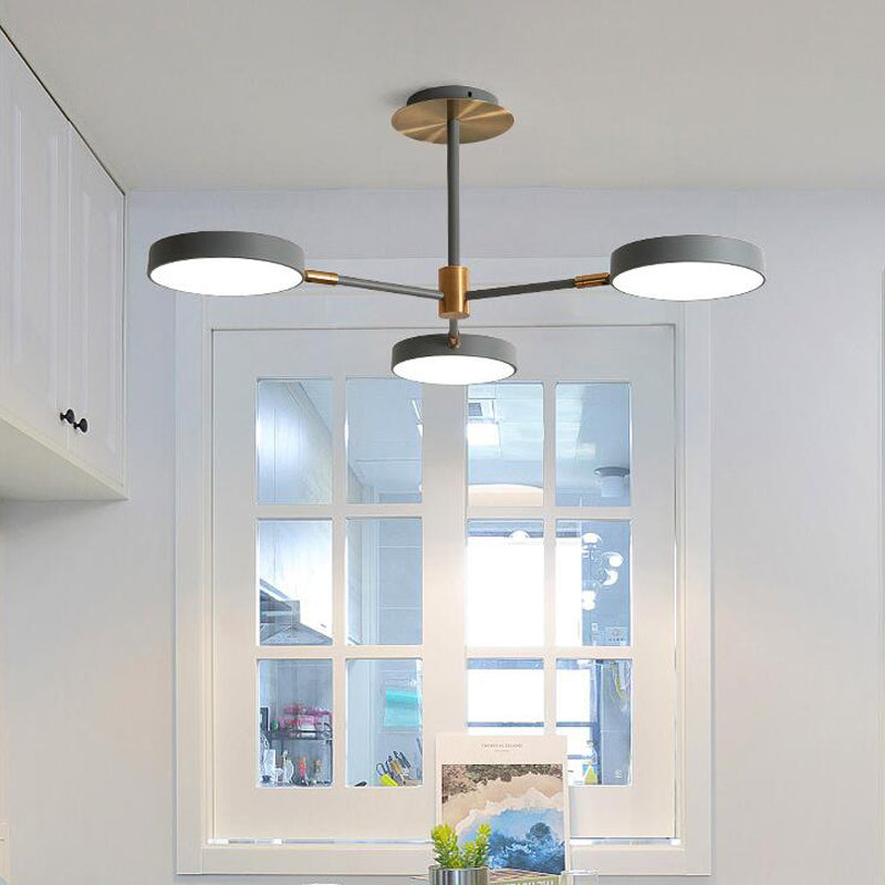 Rotatable Metal Branch Hanging Lamp Simplicity LED Chandelier with Round Acrylic Shade Clearhalo 'Ceiling Lights' 'Chandeliers' Lighting' options 2294390