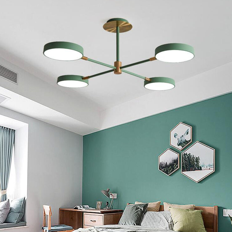 Rotatable Metal Branch Hanging Lamp Simplicity LED Chandelier with Round Acrylic Shade Clearhalo 'Ceiling Lights' 'Chandeliers' Lighting' options 2294392