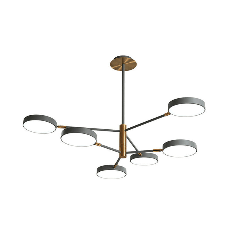Rotatable Metal Branch Hanging Lamp Simplicity LED Chandelier with Round Acrylic Shade Clearhalo 'Ceiling Lights' 'Chandeliers' Lighting' options 2294394