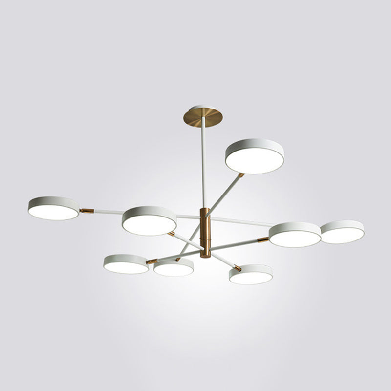 Rotatable Metal Branch Hanging Lamp Simplicity LED Chandelier with Round Acrylic Shade 8 White Clearhalo 'Ceiling Lights' 'Chandeliers' Lighting' options 2294396_01a05fbd-4fe1-4411-873c-ab5d46098dfa