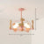 Macaron Cage Ceiling Pendant Light Metal 4-Head Bedroom Chandelier with Wooden Giraffe Deco Pink Clearhalo 'Ceiling Lights' 'Chandeliers' Lighting' options 2294403_b1516e22-56e9-4ac4-b269-5d31d902c926