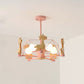 Giraffe Chandelier Cartoon Wooden Kindergarten Hanging Ceiling Light with Wire Cage Clearhalo 'Ceiling Lights' 'Chandeliers' Lighting' options 2294409