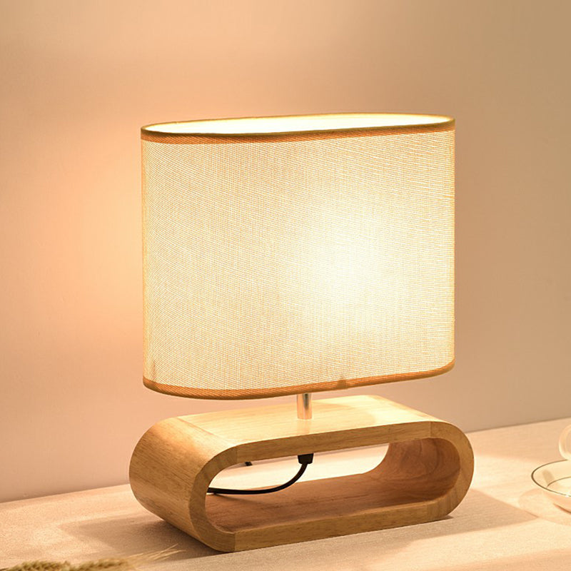 Fabric Shaded Nightstand Lamp Nordic 1-Light White Table Light with Wood Pedestal for Bedroom White C Clearhalo 'Lamps' 'Table Lamps' Lighting' 2294419