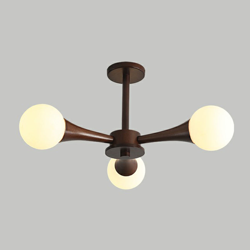 Ball Pendant Lighting Fixture Simplicity Opal Glass Dining Room Ceiling Suspension Lamp 3 Dark Coffee Clearhalo 'Carpenter Chandeliers' 'Ceiling Lights' 'Chandeliers' 'Industrial' 'Modern Chandeliers' 'Modern' Lighting' 2294465