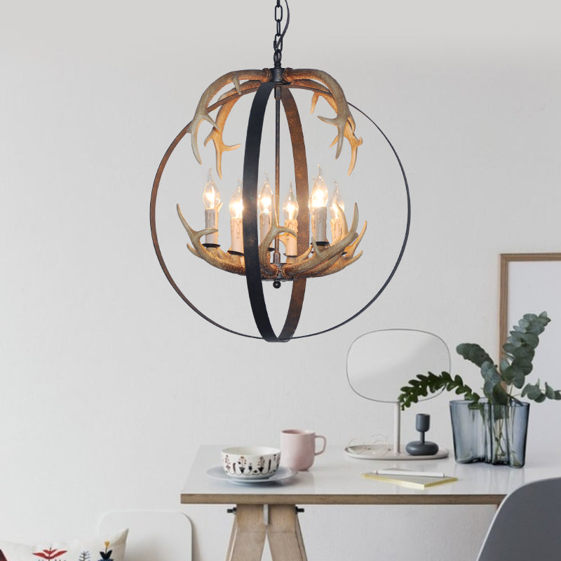 4/8 Lights Metal Chandelier Lighting Vintage Rust Round Dining Room Hanging Ceiling Fixture 8 Rust Clearhalo 'Ceiling Lights' 'Chandeliers' Lighting' options 229454_d596b2ea-877a-4b00-8dd8-a1294265f68f