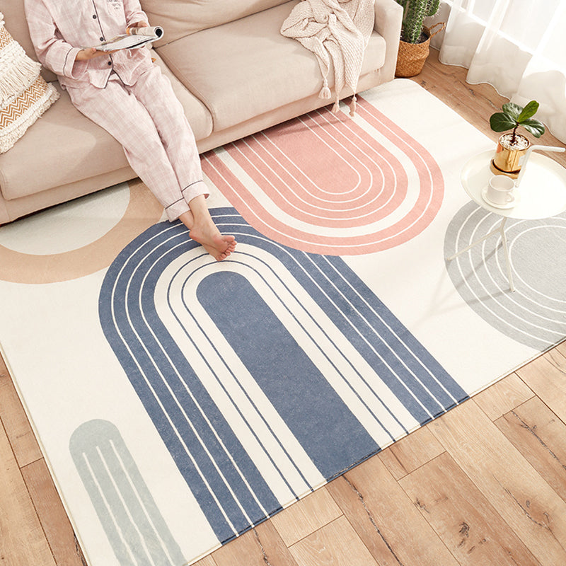 Comfort Living Room Rug Multi Color Painting Pattern Indoor Rug Acrylic Easy Care Pet Friendly Area Carpet Blue-Pink Clearhalo 'Area Rug' 'Rug' 2295804