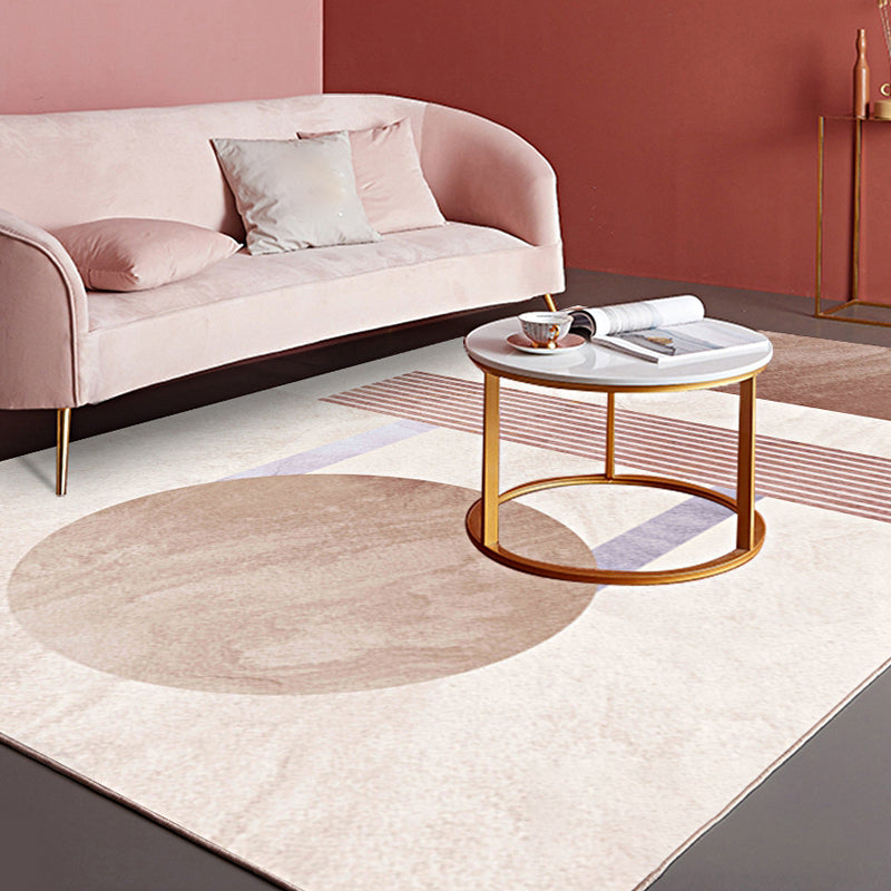 Scandinavian Bedroom Rug Multi Colored Colorblock Indoor Rug Cotton Blend Easy Care Pet Friendly Area Carpet Nude Pink Clearhalo 'Area Rug' 'Rug' 2295833