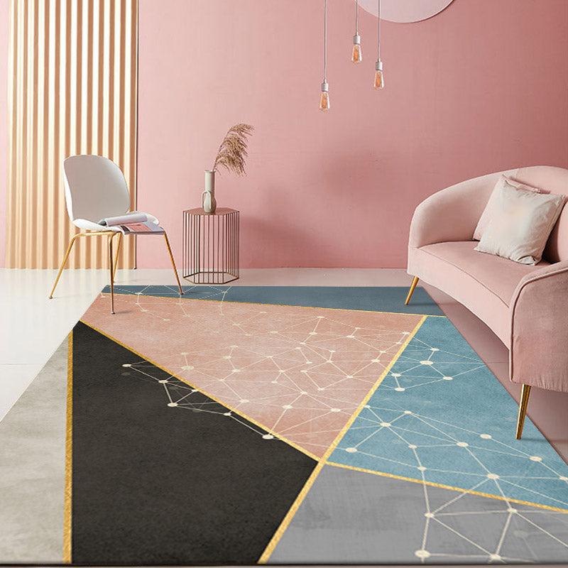 Multicolor Designer Rug Cotton Blend Color Block Indoor Rug Easy Care Machine Washable Area Carpet for Home Pink-Blue Clearhalo 'Area Rug' 'Rug' 2295836