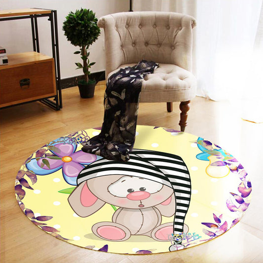 Lovely Kids Bedroom Rug Multi Colored Cartoon Print Area Rug Synthetics Anti-Slip Easy Care Carpet Yellow Clearhalo 'Area Rug' 'Modern' 'Rugs' Rug' 2295898