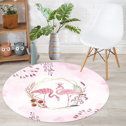 Lovely Kids Bedroom Rug Multi Colored Cartoon Print Area Rug Synthetics Anti-Slip Easy Care Carpet Pink-White Clearhalo 'Area Rug' 'Modern' 'Rugs' Rug' 2295900