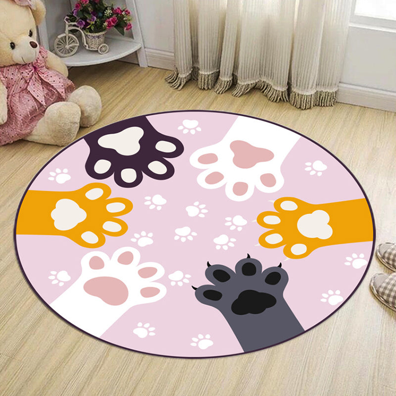 Lovely Kids Bedroom Rug Multi Colored Cartoon Print Area Rug Synthetics Anti-Slip Easy Care Carpet Nude Pink Clearhalo 'Area Rug' 'Modern' 'Rugs' Rug' 2295902