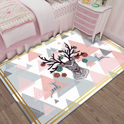 Nordic Bedroom Rug Multi Colored Animal Print Indoor Rug Polypropylene Non-Slip Pet Friendly Carpet Pink Clearhalo 'Area Rug' 'Modern' 'Rugs' Rug' 2295903