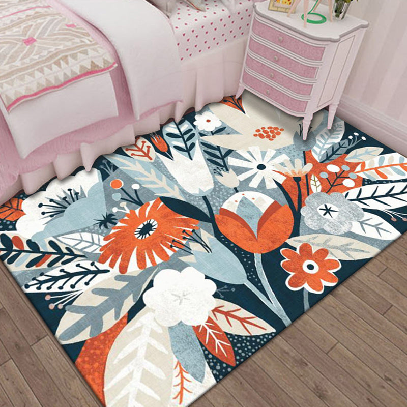 Nordic Bedroom Rug Multi Colored Animal Print Indoor Rug Polypropylene Non-Slip Pet Friendly Carpet Navy Clearhalo 'Area Rug' 'Modern' 'Rugs' Rug' 2295907
