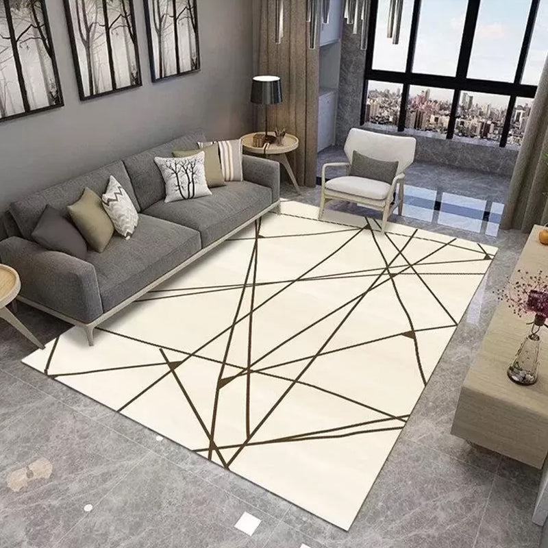 Contemporary Living Room Rug Multi Colored Geo Pattern Carpet Polyster Anti-Slip Backing Easy Care Rug Beige Clearhalo 'Area Rug' 'Modern' 'Rugs' Rug' 2295917
