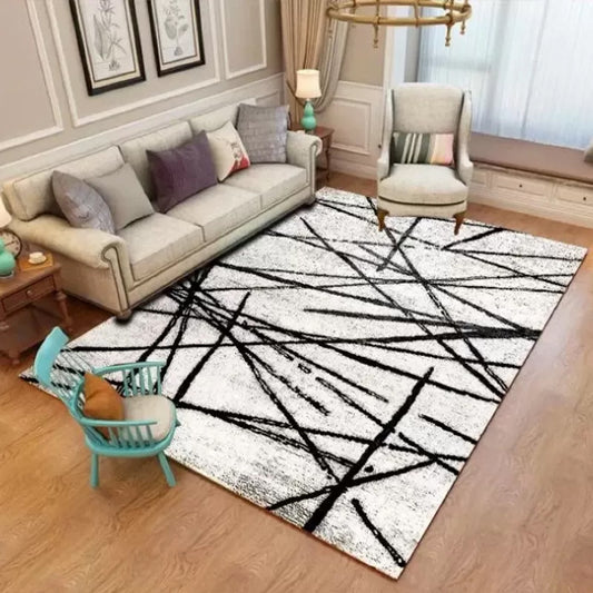 Contemporary Living Room Rug Multi Colored Geo Pattern Carpet Polyster Anti-Slip Backing Easy Care Rug Black-White Clearhalo 'Area Rug' 'Modern' 'Rugs' Rug' 2295919