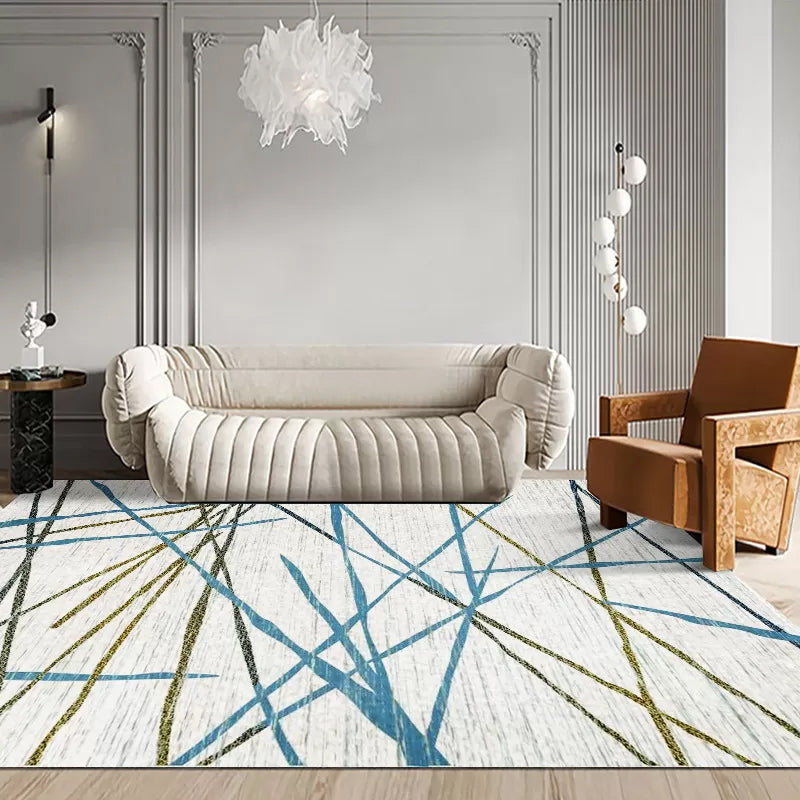 Contemporary Living Room Rug Multi Colored Geo Pattern Carpet Polyster Anti-Slip Backing Easy Care Rug Blue Clearhalo 'Area Rug' 'Modern' 'Rugs' Rug' 2295920