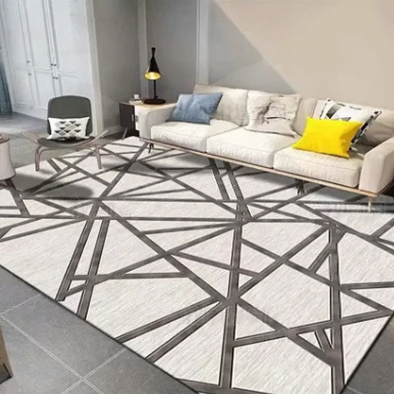 Contemporary Living Room Rug Multi Colored Geo Pattern Carpet Polyster Anti-Slip Backing Easy Care Rug Grey Clearhalo 'Area Rug' 'Modern' 'Rugs' Rug' 2295922