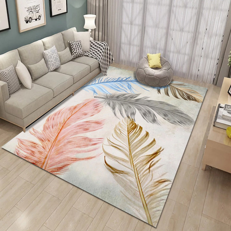Formal Plant Printed Rug Multi Colored Polyster Indoor Rug Non-Slip Pet Friendly Washable Area Carpet for Parlor Pink Clearhalo 'Area Rug' 'Modern' 'Rugs' Rug' 2295924