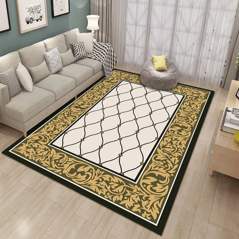 Formal Plant Printed Rug Multi Colored Polyster Indoor Rug Non-Slip Pet Friendly Washable Area Carpet for Parlor Yellow Clearhalo 'Area Rug' 'Modern' 'Rugs' Rug' 2295925