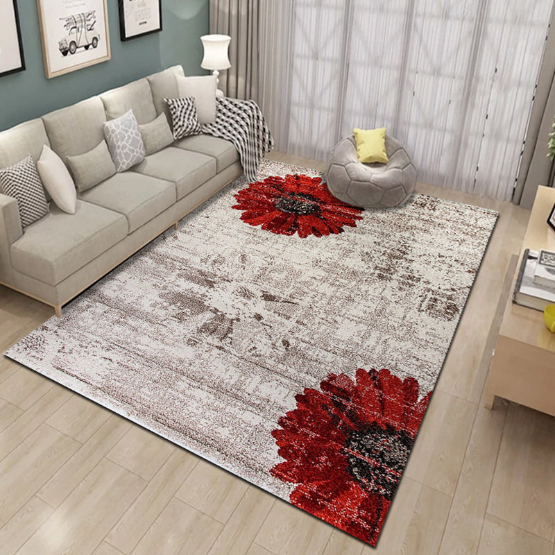 Formal Plant Printed Rug Multi Colored Polyster Indoor Rug Non-Slip Pet Friendly Washable Area Carpet for Parlor Red Clearhalo 'Area Rug' 'Modern' 'Rugs' Rug' 2295943