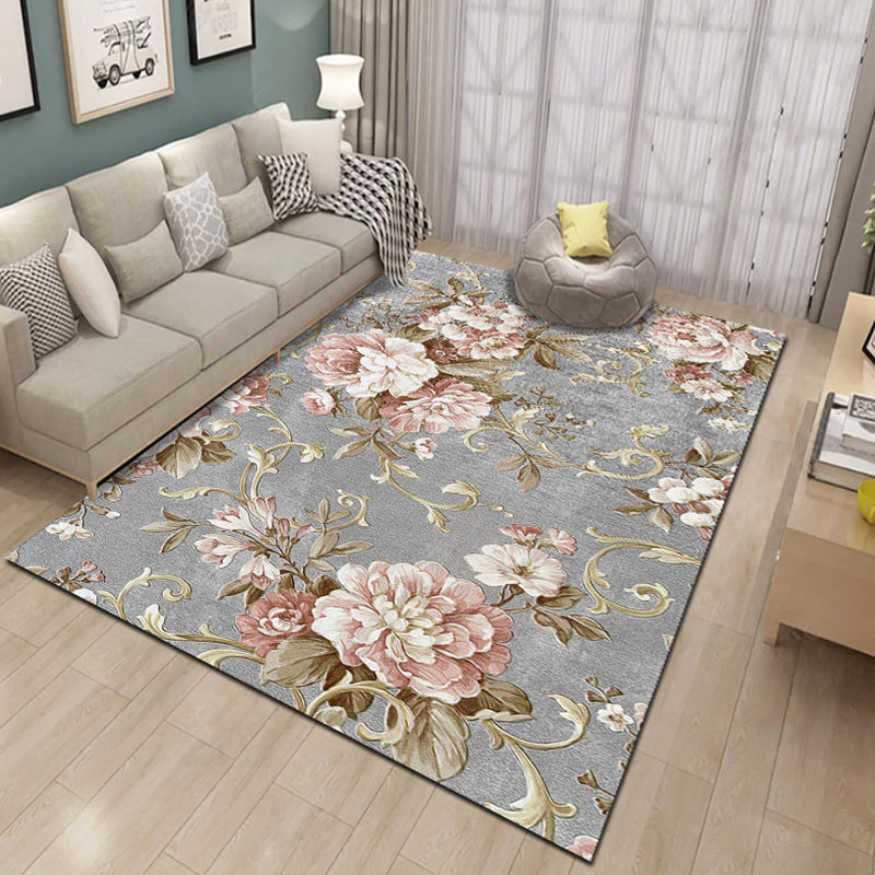 Formal Plant Printed Rug Multi Colored Polyster Indoor Rug Non-Slip Pet Friendly Washable Area Carpet for Parlor Nude Pink Clearhalo 'Area Rug' 'Modern' 'Rugs' Rug' 2295945