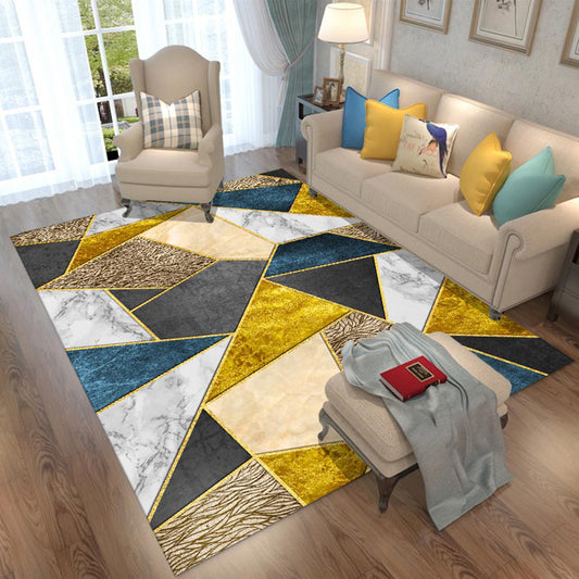 Fancy Geometric Rug Multicolored Polypropylene Area Rug Anti-Slip Backing Easy Care Indoor Rug for Room Gold Clearhalo 'Area Rug' 'Modern' 'Rugs' Rug' 2295957