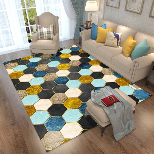 Fancy Geometric Rug Multicolored Polypropylene Area Rug Anti-Slip Backing Easy Care Indoor Rug for Room Green Clearhalo 'Area Rug' 'Modern' 'Rugs' Rug' 2295959