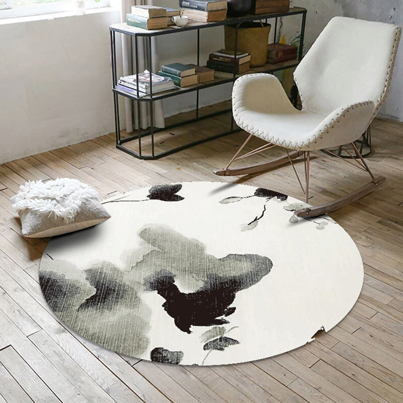 Nordic Decoration Rug Multi Color Floral Print Indoor Rug Polypropylene Anti-Slip Pet Friendly Carpet Black-Gray Clearhalo 'Area Rug' 'Modern' 'Rugs' Rug' 2295979