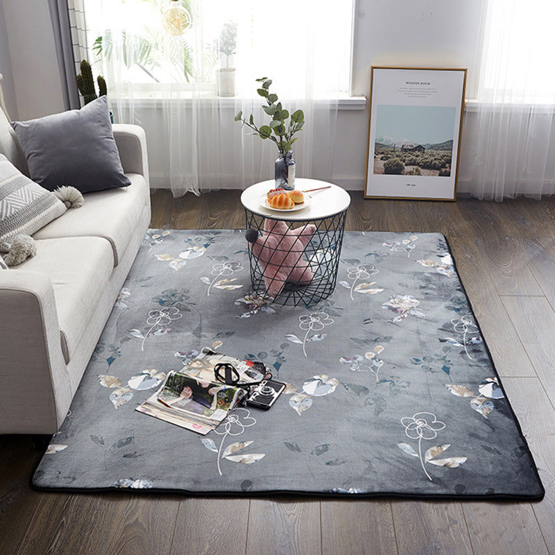 Multi Colored Cottage Rug Polyster Plant Printed Area Carpet Non-Slip Backing Pet Friendly Rug for Parlor Grey Clearhalo 'Area Rug' 'French Country' 'Rugs' Rug' 2295986
