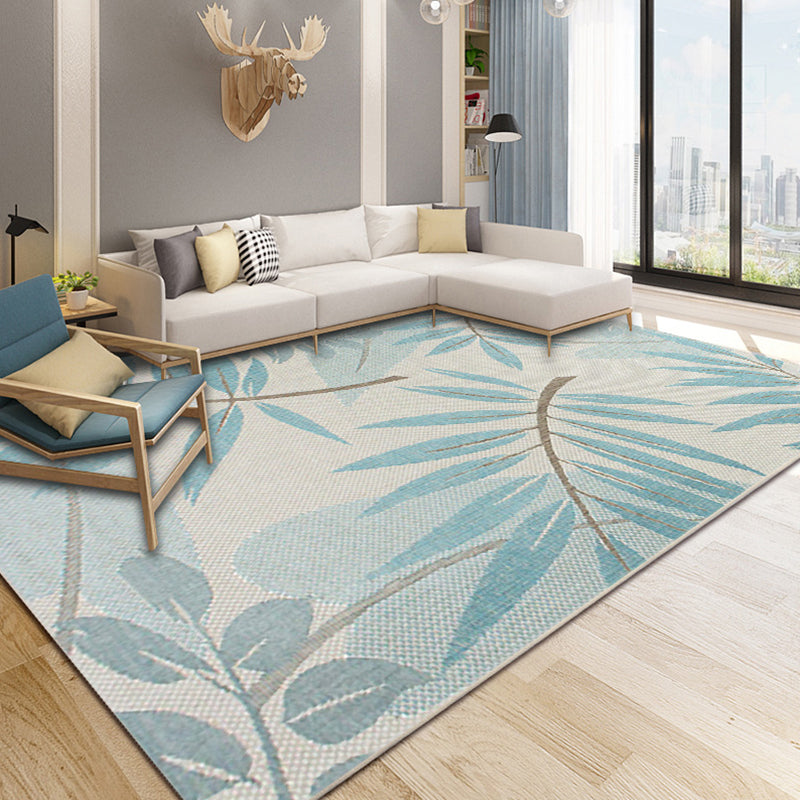 Multi Colored Tropical Rug Synthetics Plant Printed Indoor Rug Anti-Slip Backing Easy Care Area Carpet for Room Light Blue Clearhalo 'Area Rug' 'Rug' 2296006