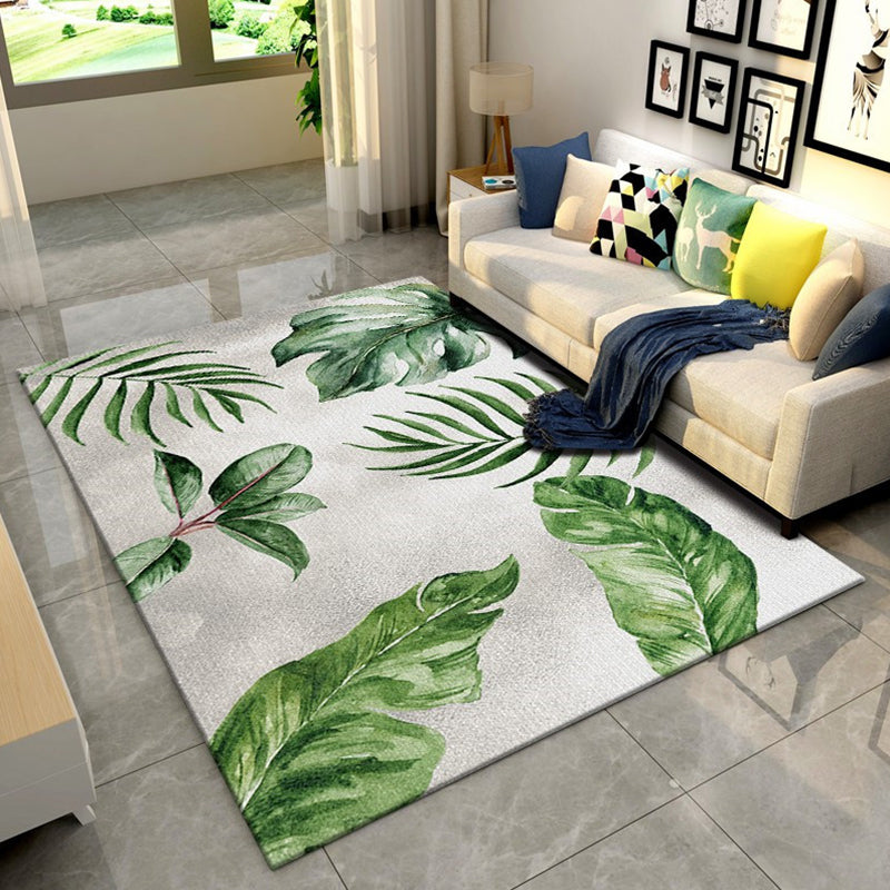 Multi Colored Tropical Rug Synthetics Plant Printed Indoor Rug Anti-Slip Backing Easy Care Area Carpet for Room Pea Green Clearhalo 'Area Rug' 'Rug' 2296010