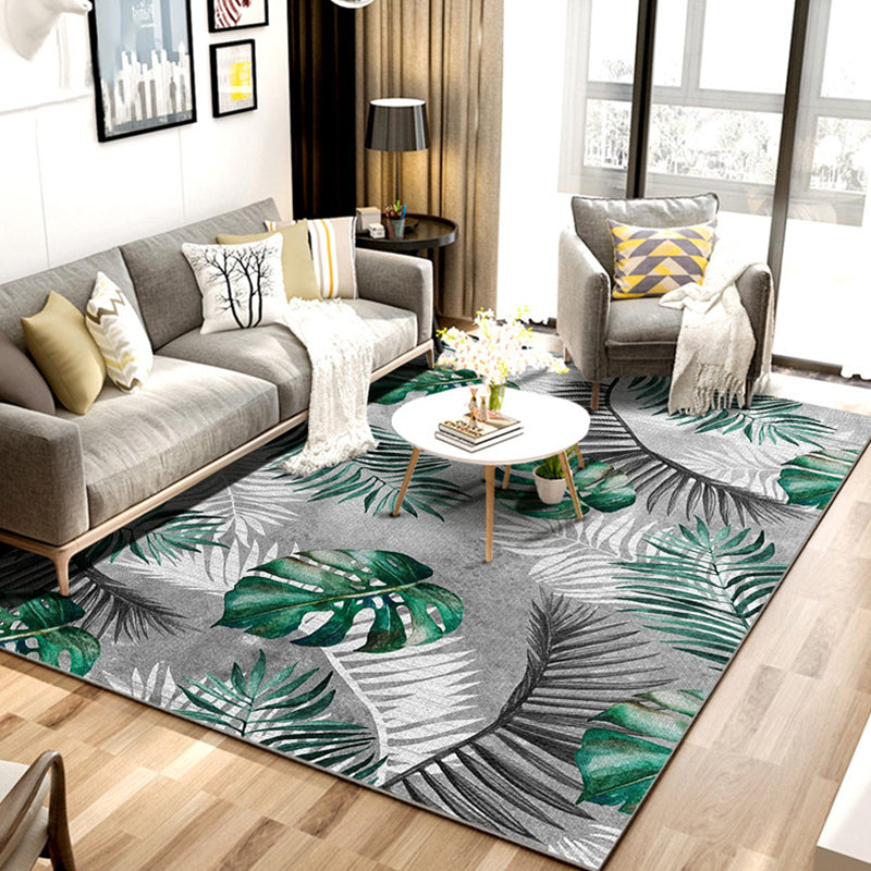 Multi Colored Tropical Rug Synthetics Plant Printed Indoor Rug Anti-Slip Backing Easy Care Area Carpet for Room Grey Clearhalo 'Area Rug' 'Rug' 2296014