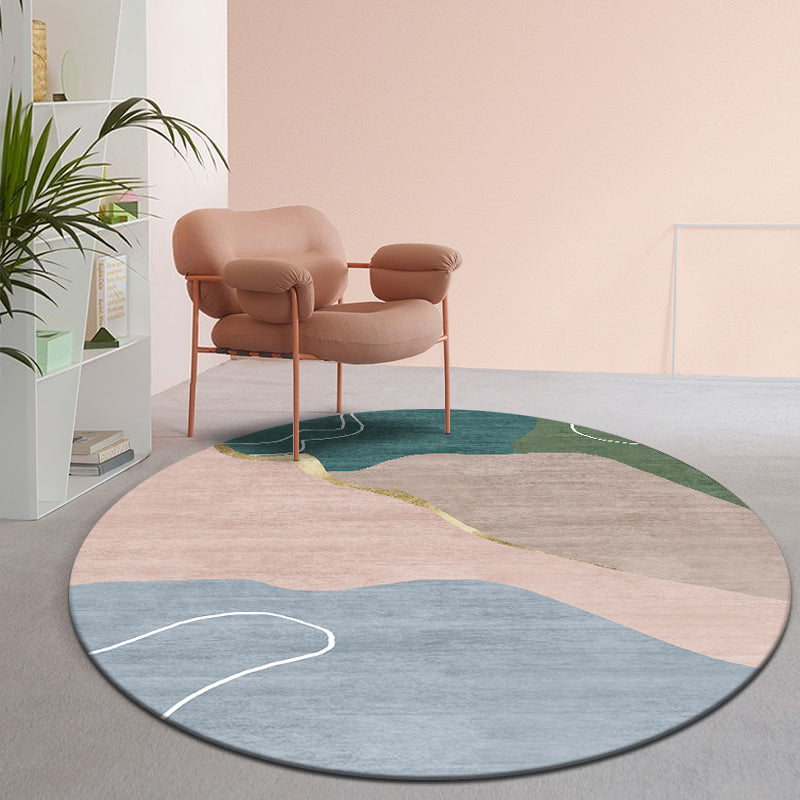Multicolor Modern Rug Cotton Blend Color-Block Area Carpet Easy Care Machine Washable Indoor Rug for Decoration Pink-Blue Clearhalo 'Area Rug' 'Rug' 2296032