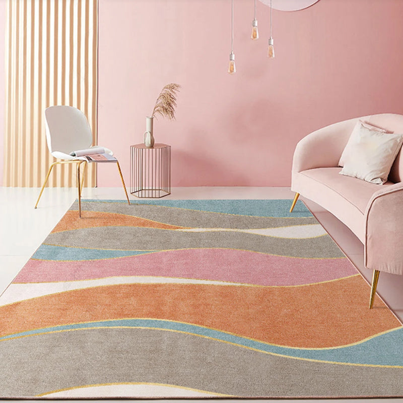 Minimalist Living Room Rug Multi Colored Painting Print Indoor Rug Cotton Blend Non-Slip Backing Easy Care Carpet Orange Clearhalo 'Area Rug' 'Rug' 2296046