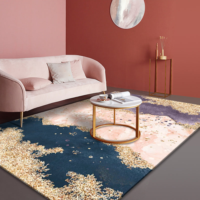 Minimalist Living Room Rug Multi Colored Painting Print Indoor Rug Cotton Blend Non-Slip Backing Easy Care Carpet Blue Clearhalo 'Area Rug' 'Rug' 2296047