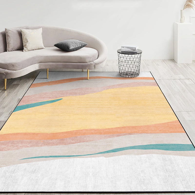 Minimalist Living Room Rug Multi Colored Painting Print Indoor Rug Cotton Blend Non-Slip Backing Easy Care Carpet Yellow Clearhalo 'Area Rug' 'Rug' 2296051