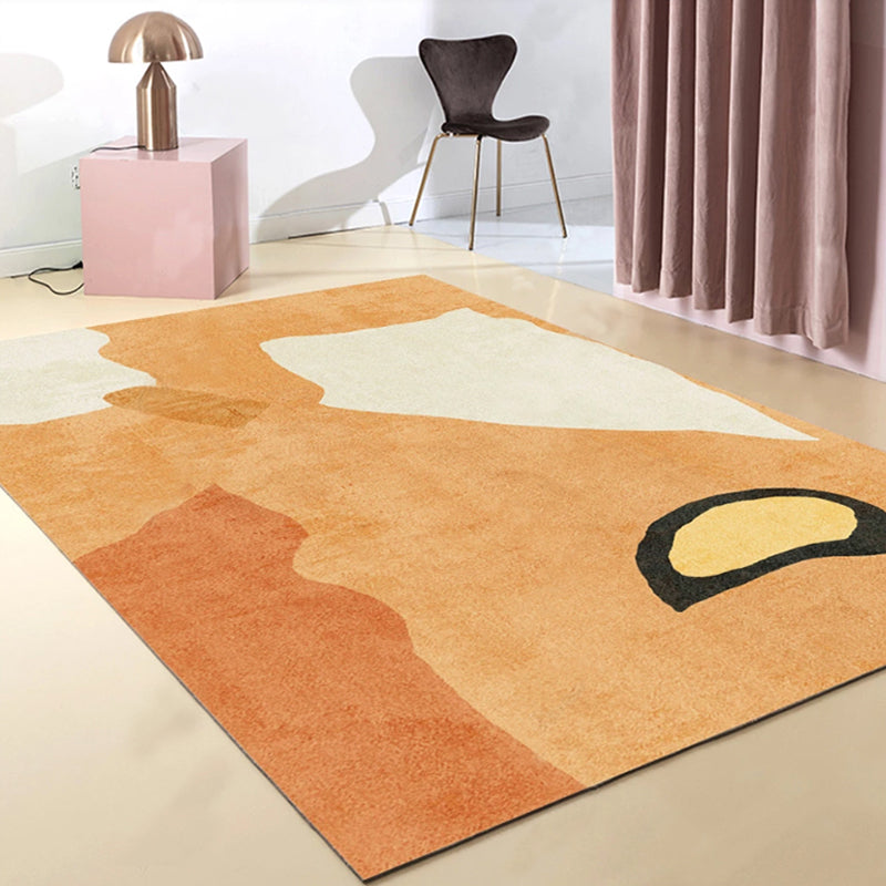 Minimalist Living Room Rug Multi Colored Painting Print Indoor Rug Cotton Blend Non-Slip Backing Easy Care Carpet Pink-Orange Clearhalo 'Area Rug' 'Rug' 2296056