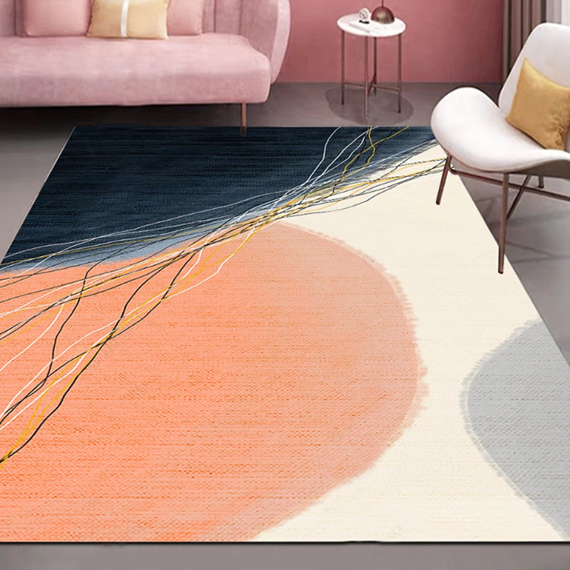 Minimalist Living Room Rug Multi Colored Painting Print Indoor Rug Cotton Blend Non-Slip Backing Easy Care Carpet Orange Red Clearhalo 'Area Rug' 'Rug' 2296057